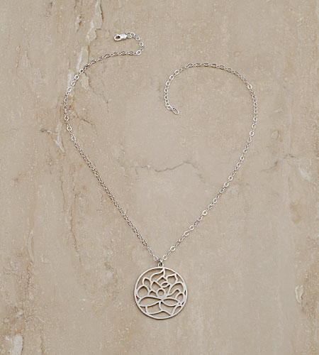 eco friendly Lotus Flower Pendant in Silver, Reclaimed Sterling Silver